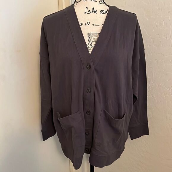 Madewell Gray Button Closure Cardigan Sweater Academia  Contemporary Work Office - Picture 1 of 9
